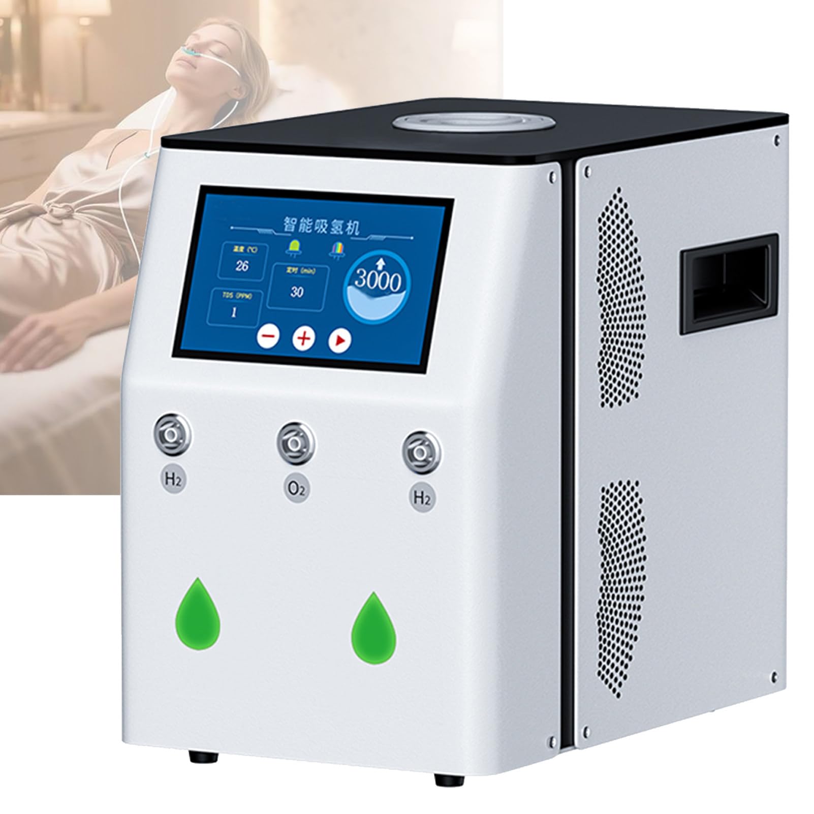 Trójdrożny inhalator wodorowy, wysoka czystość 99,99%, generator wodoru H2 o niskim poziomie hałasu, generator wody wodorowej, wyświetlacz dotykowy LED 900ml/min