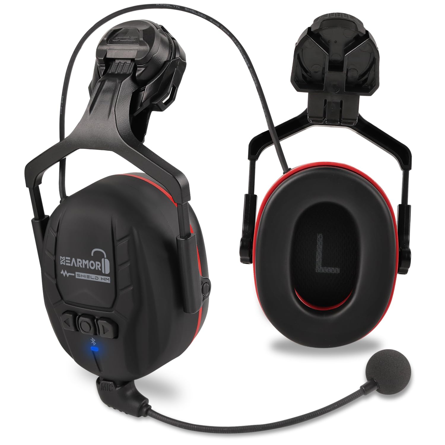 HEARMOR Bluetooth Hartschalen-Gehörschutz, SNR 32dB Lärmschutz, am Helm befestigter Gehörschutz für Mäharbeiten und lärmintensive Arbeiten