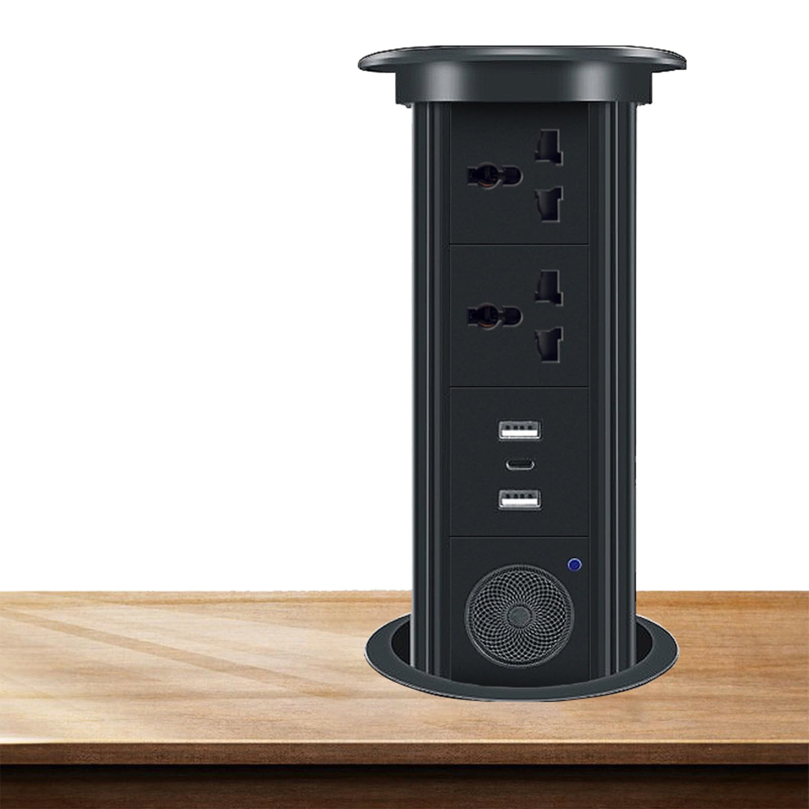 GUZSWMLZ Pop Up Socket, Intelligent Waterproof Wireless Charging Retractable Socket Hidden Kitchen, Waterproof Protection,2-port-jack+Bluetooth-speaker+USB-port