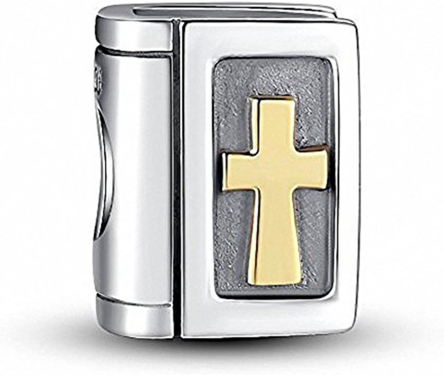 925 Sterling Silver Bible Cross Christian Keep Faith Charm for Pandora Charms Bracelet
