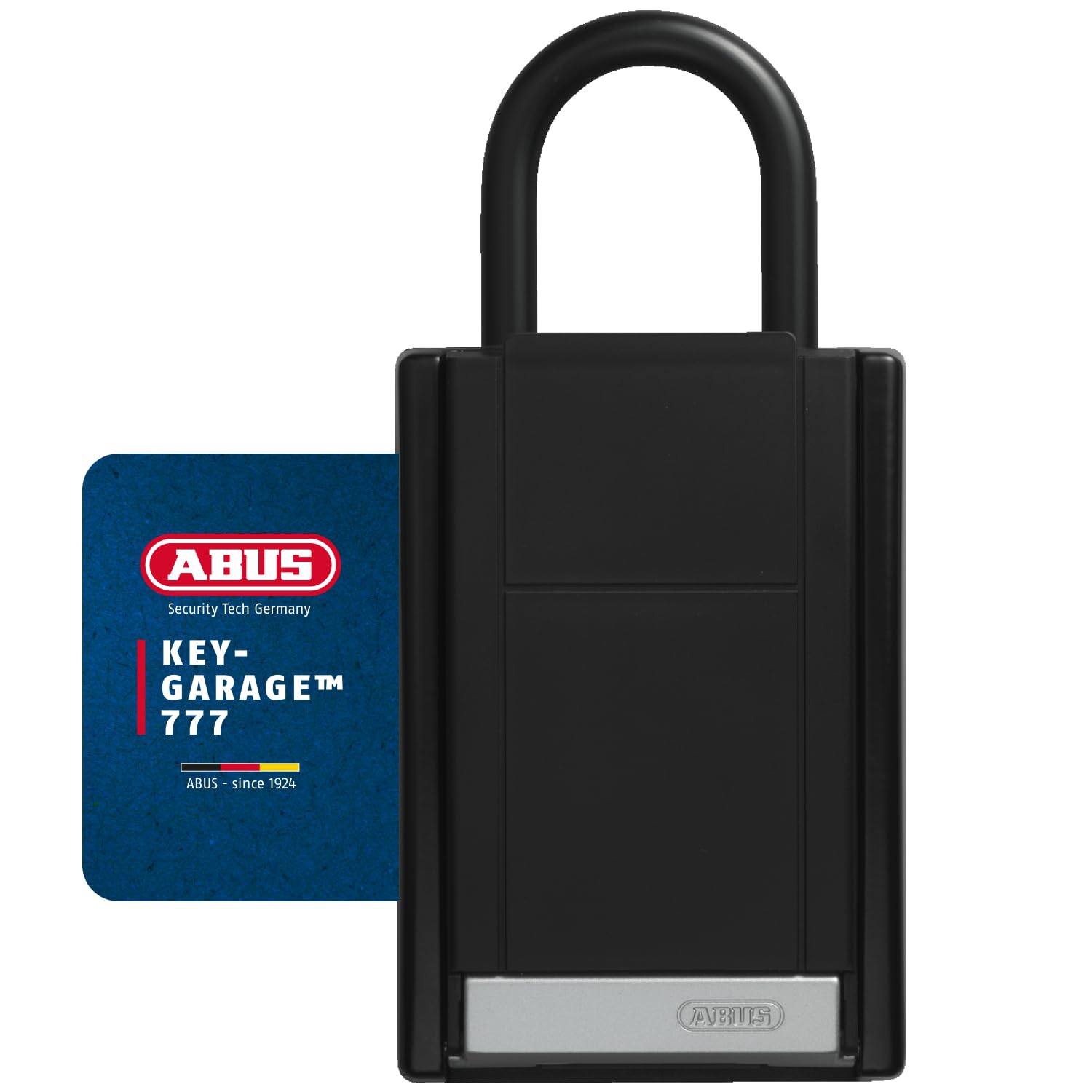 ABUS KeyGarage 777 – Schlüsselbox mit Bügelbefestigung, Tastencode, Schwarz-Silber