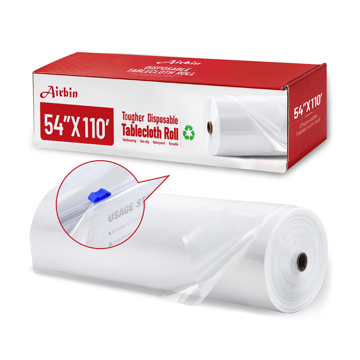 Plastic Table Cloth, 110' X 54" Table Cloths Disposable Table Cover Roll
