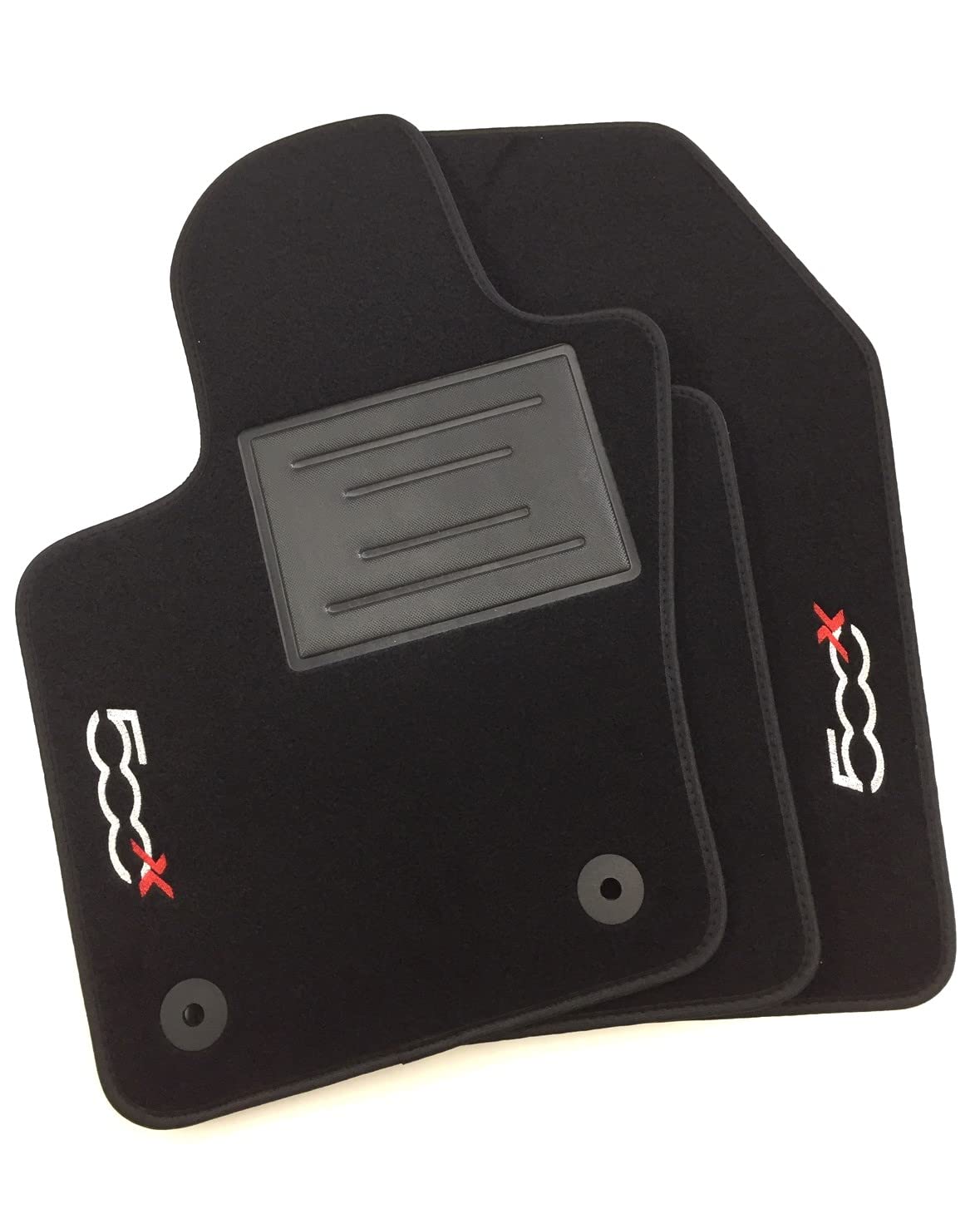 ASC Tappetini Auto Compatibili con Fiat 500X Cross-Lounge-Sport 2014-2024, Moquette, 2 Loghi Ricamati, Bordo Antiscivolo Nero, Bottoni e Battitacco