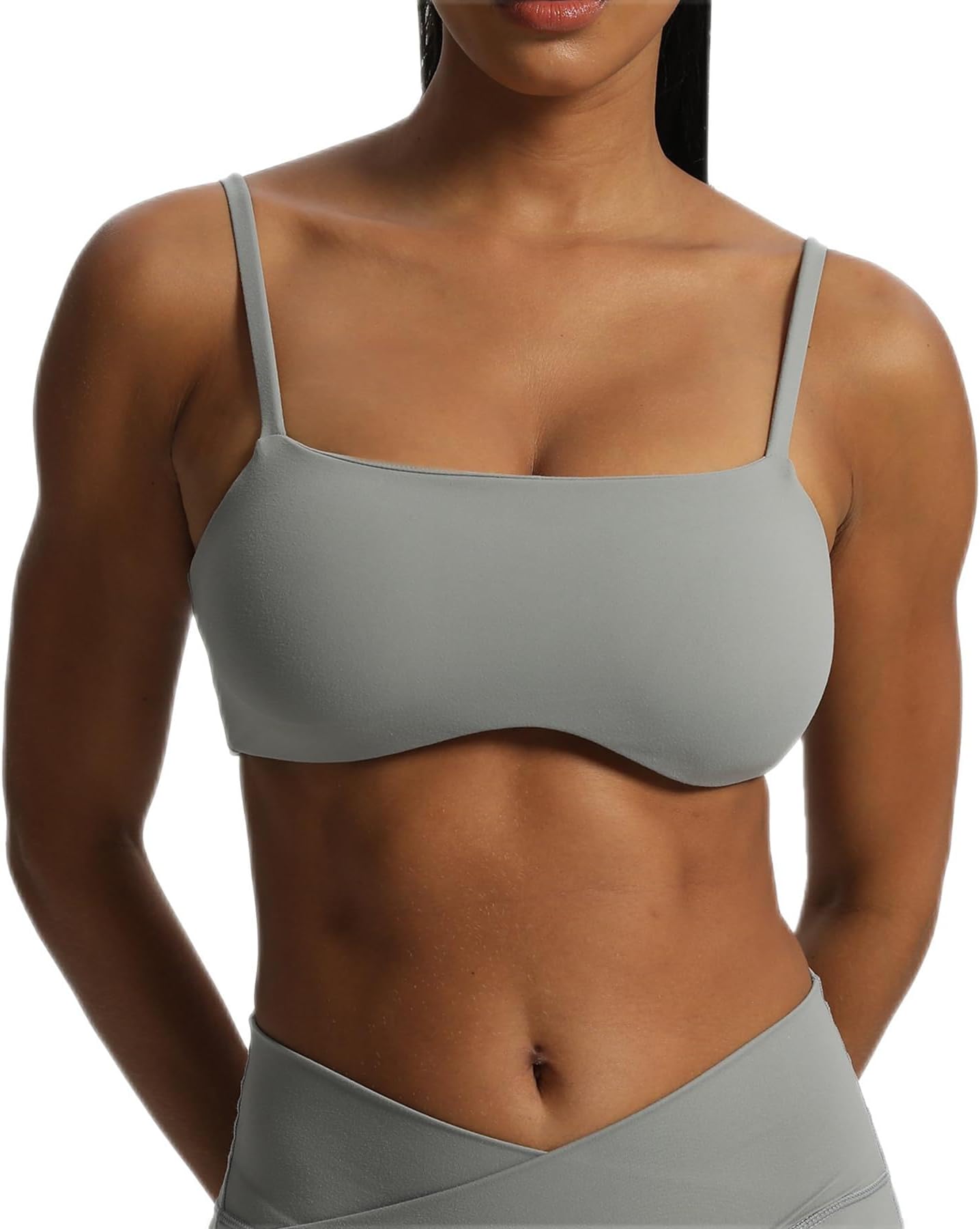 AoxjoxWomen's Define Sculpt Bandeau Sports Bras Workout Curved Training Fitness Running Yoga Crop Tank Top