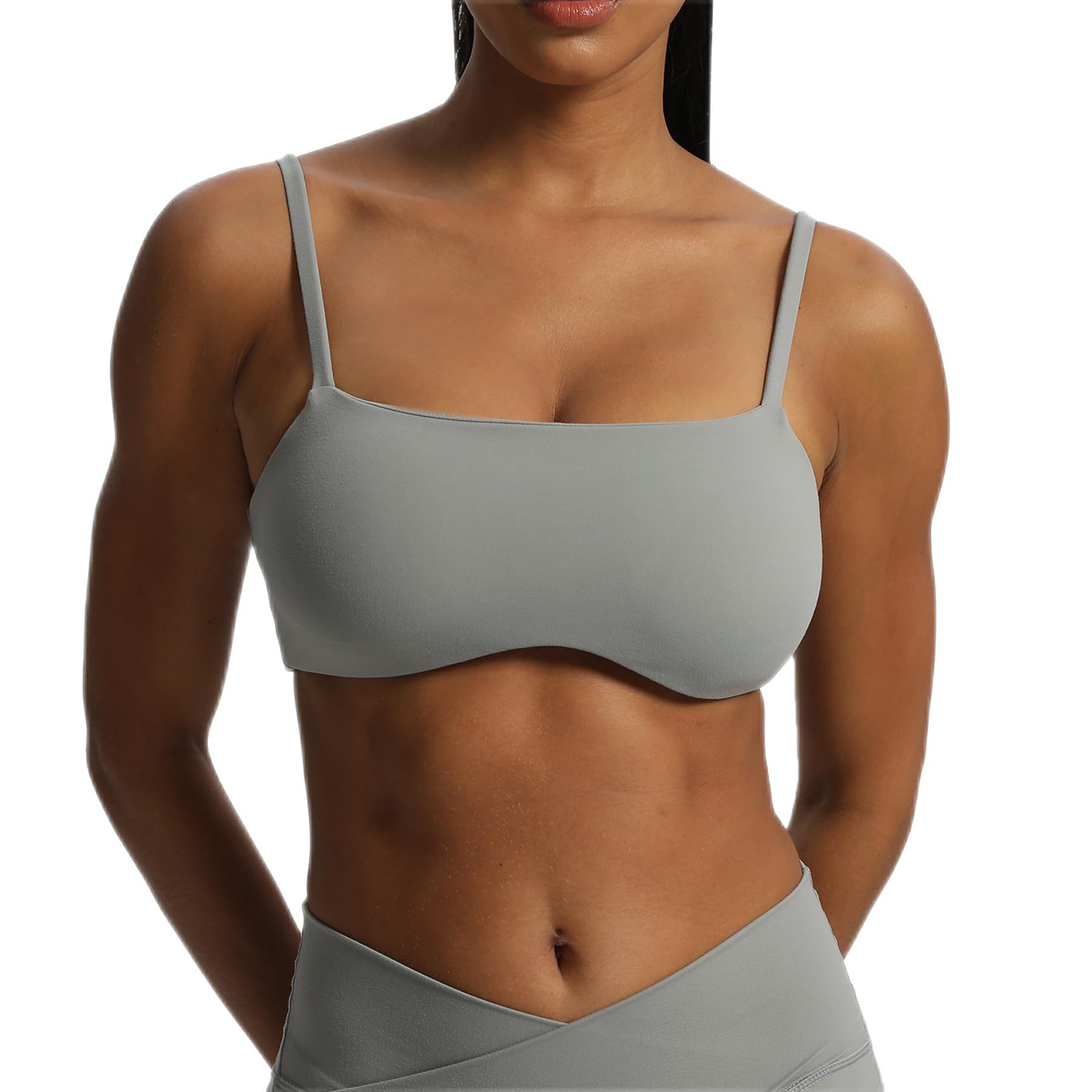 AoxjoxWomen's Define Sculpt Bandeau Sports Bras Workout Curved Training Fitness Running Yoga Crop Tank Top