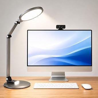 LED Desk Lamp for Home Office, Eye-Caring Dimmable Table Lamp with Adjustable Metal Swing Arm, Soft Diffused Anti-Glare Light, Memory Function & Auto Timer, Modern Professional Desk Light