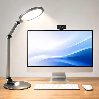 LED Desk Lamp for Home Office, Eye-Caring Dimmable Table Lamp with Adjustable Metal Swing Arm, Soft Diffused Anti-Glare Light, Memory Function & Auto Timer