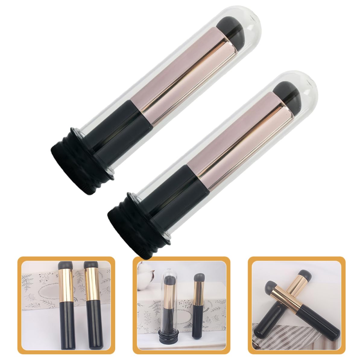 Outanaya 2pcs Lip Makeup Brush Silicone Lip Brush Balm Applicator Round Head Mask Gloss Wand for Women