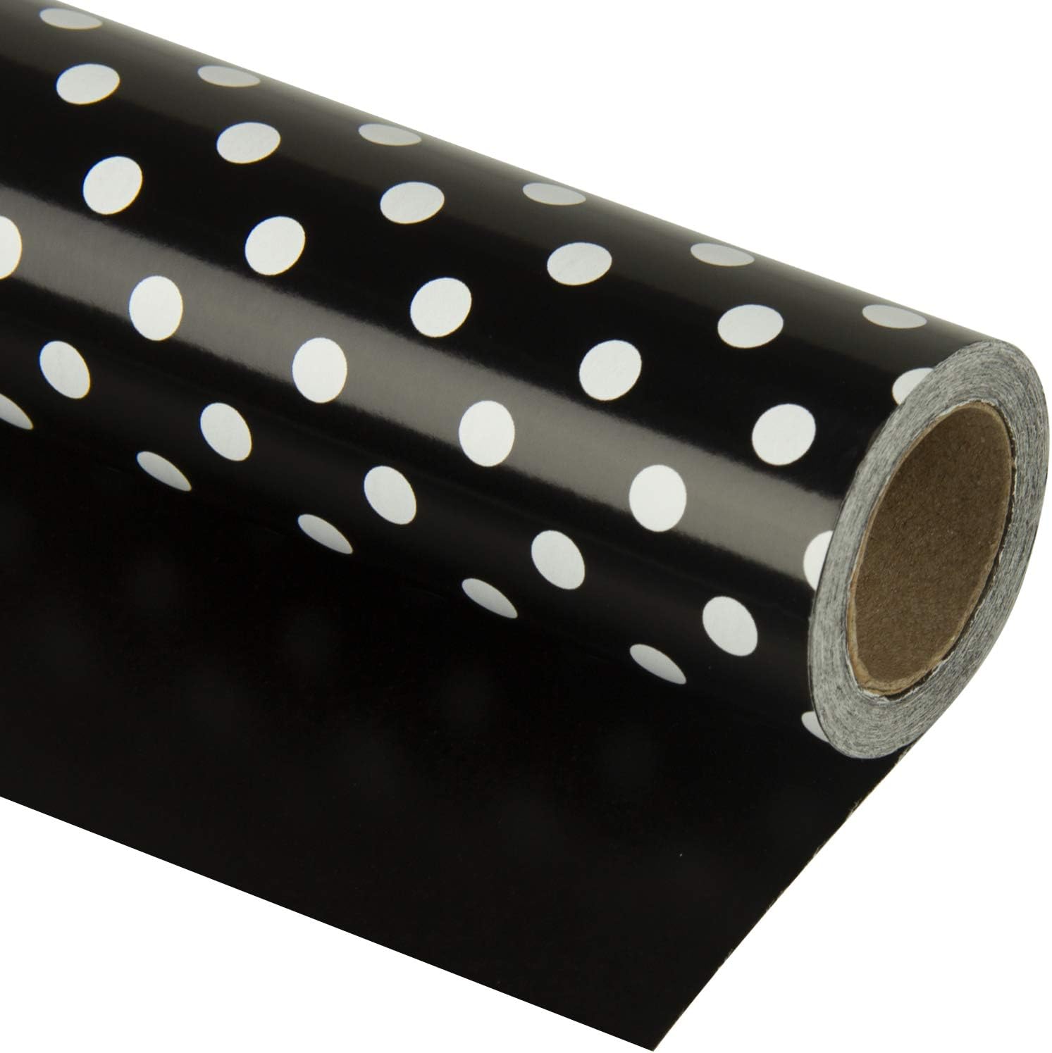 WRAPAHOLIC 30 Inch Reversible Black Wrapping Paper - Black and Polka Dot Wrapping Paper for Men Boys Birthday, Fathers Day, Graduation, Wedding, Baby Shower - 30 inch x 33 feet