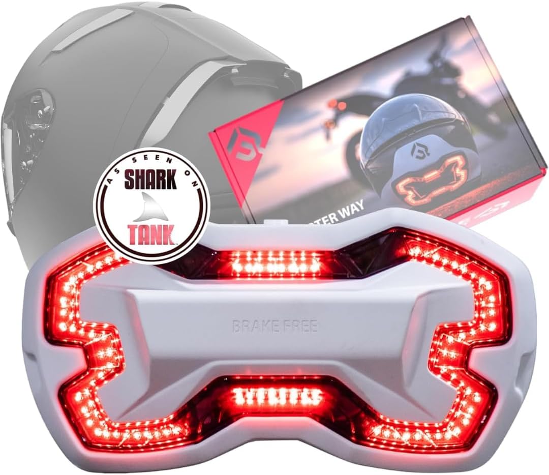 Helmet Light - Smart Wireless Motorcycle Lights- Weatherproof LED Motorcycle Helmet Light - Lightweight & Aerodynamic Design - Smart Brake Detection - Single Button Operation - White