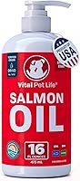 Vista 1 de Aceite de salmón para perros y gatos – Piel y pelaje saludables, aceite de pescado, Omega 3 EPA DHA, suplemento alimenticio líquido para mascotas
