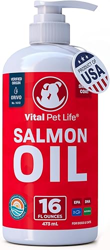 Aceite de salmón para perros y gatos  Piel y pelaje saludables, aceite de pescado, Omega 3 EPA DHA, suplemento alimenticio líquido para mascotas,
