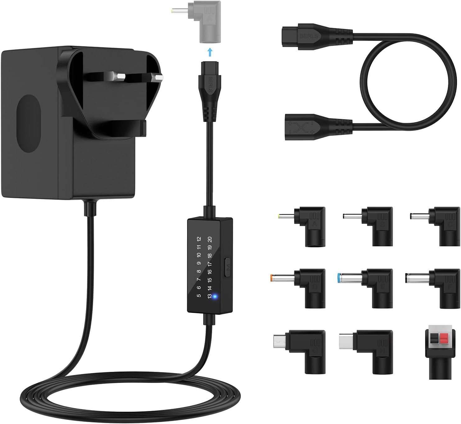 BENSN 39W Universal AC to DC Adapter 5V~20Voltios, 1~3A Switching Power Supply Suitable for speakers, LED light strips, electronic clocks, e-readers, portable GPS devices, etc.