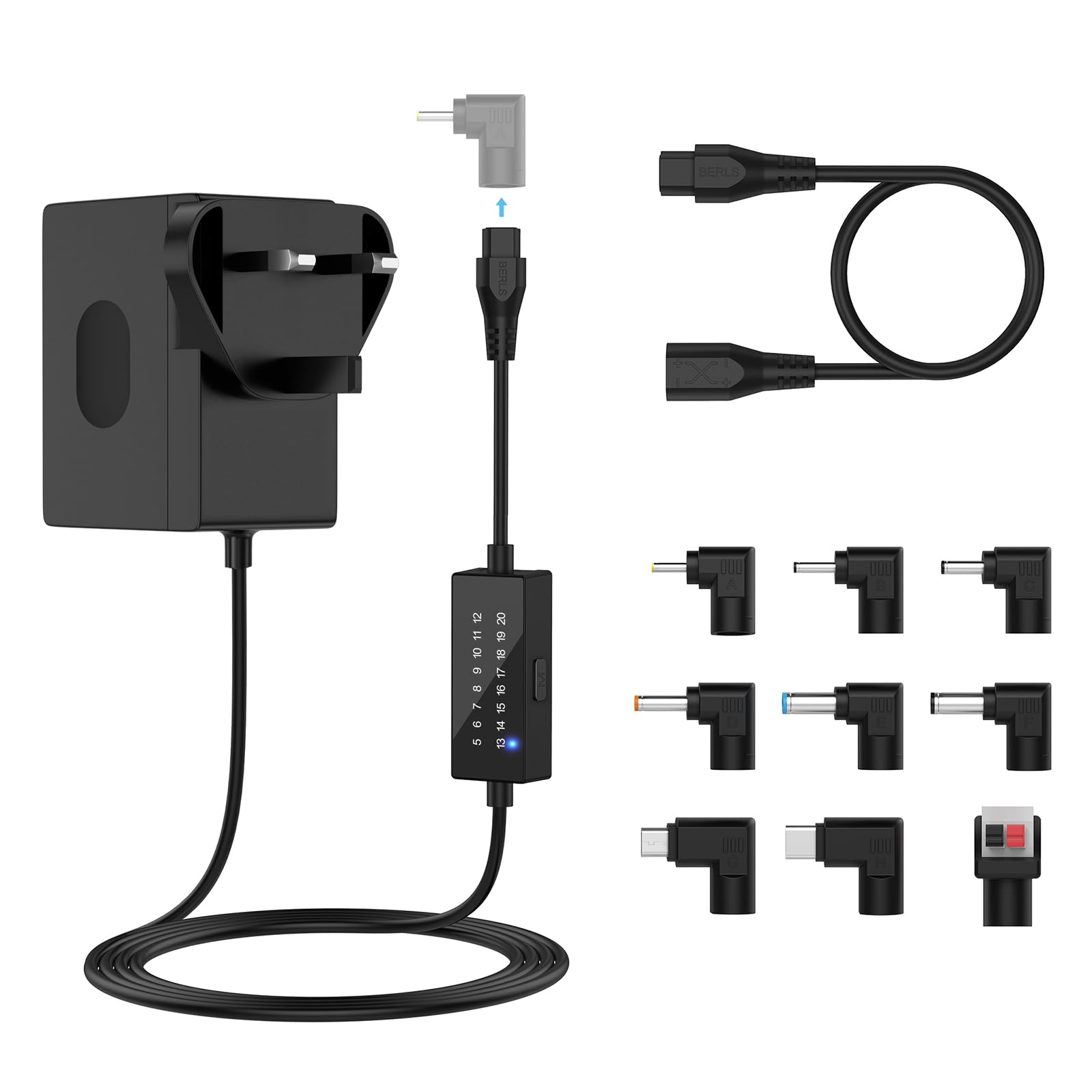 39W Universal AC to DC Adapter 5V~20Voltios, 1~3A Switching Power Supply Suitable for speakers, LED light strips, electronic clocks, e-readers, portable GPS devices, etc.