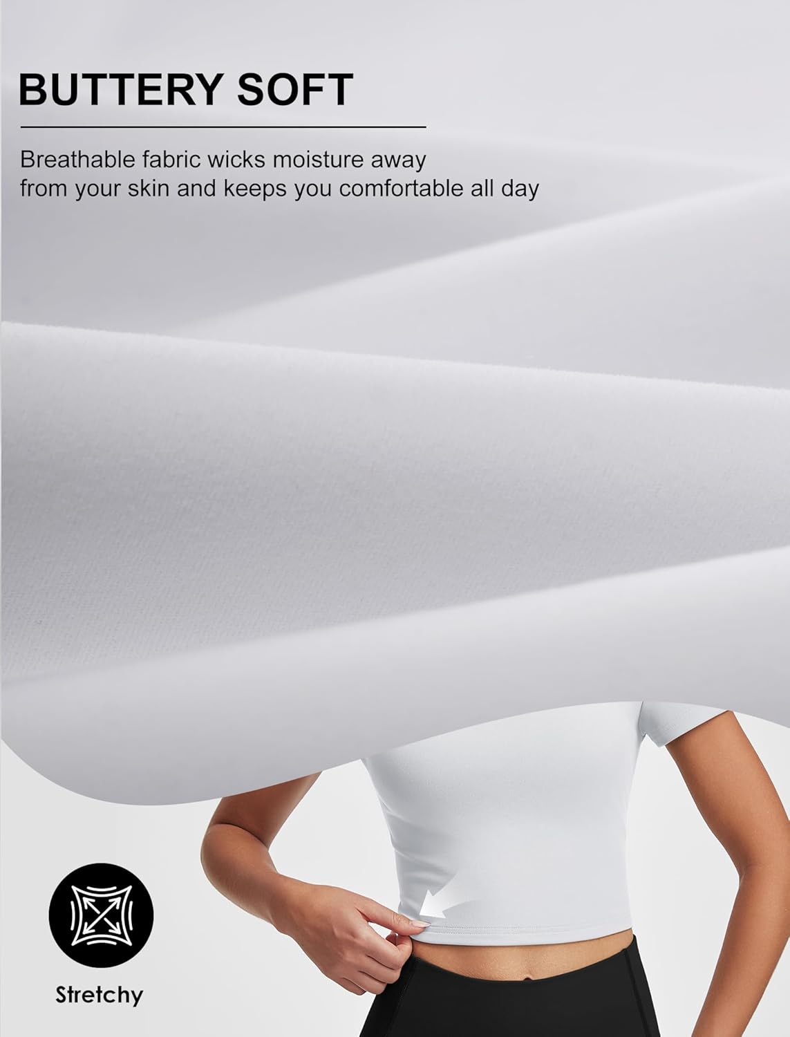 Womens Workout Crop Tops Short Sleeve Athletic Cropped T Shirt Scoop Neck Gym Yoga Fitted Basic Tee - Image 6