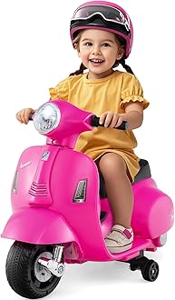 HONEY JOY Kids Motorcycle, Electric Vespa Scooter with Training Wheels, Headlight, Horn, One-Button Start, 6V Battery Powered Toddler Motorcycle, Ride On Toy, Gift for Boys Girls (Pink)