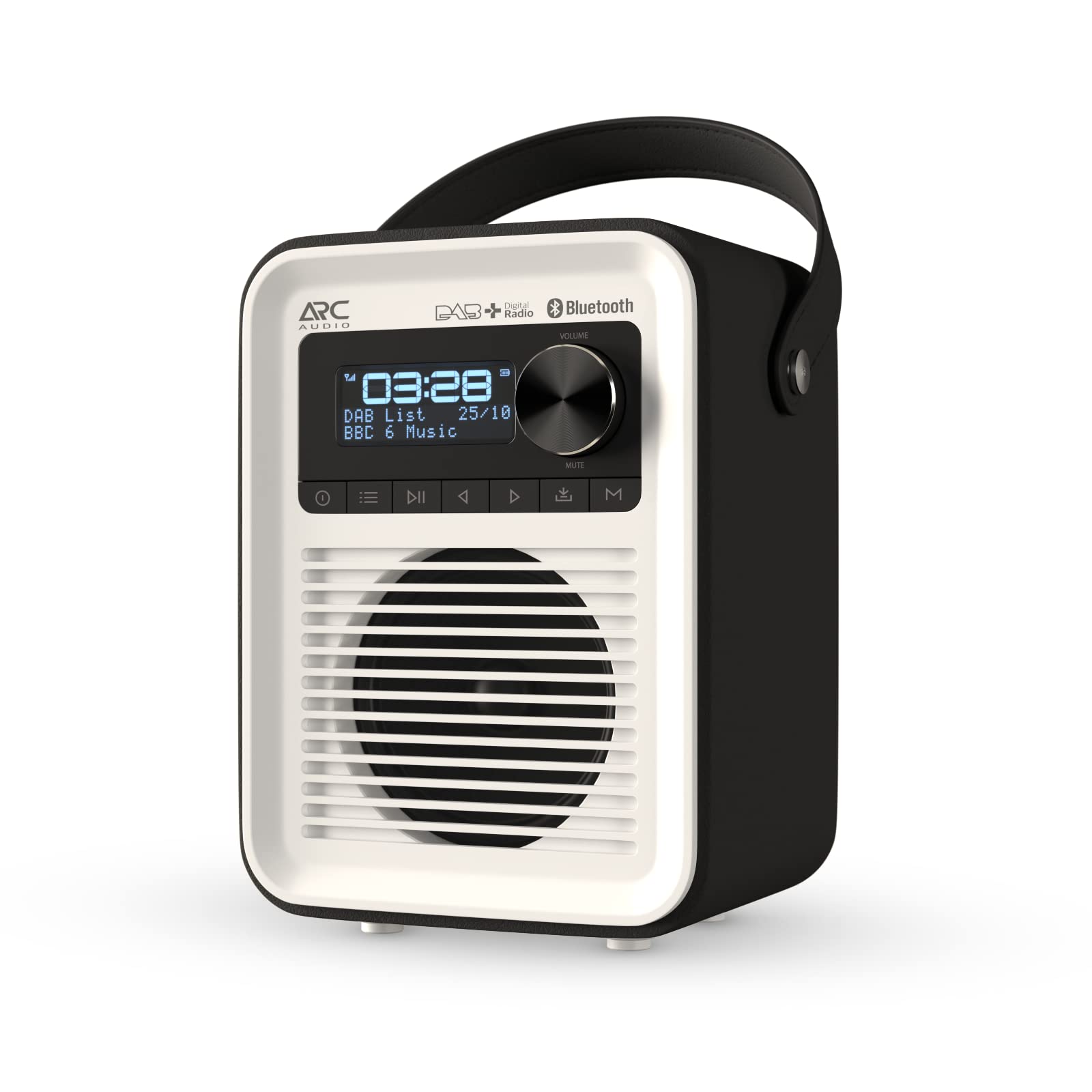 DAB, DAB+ & FM Radio with Bluetooth, USB & Micro SD Card | Mains and Builtin Battery Powered Portable Digital Radio | Arc Audio One - Black