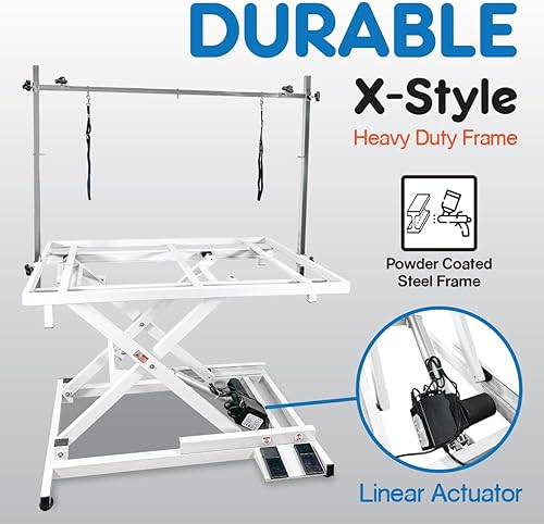 Miniatura 2 de Mesa elevadora eléctrica profesional de aseo para perros, duradera, resistente, altura ajustable, mesa de aseo para mascotas con niveladores, brazo