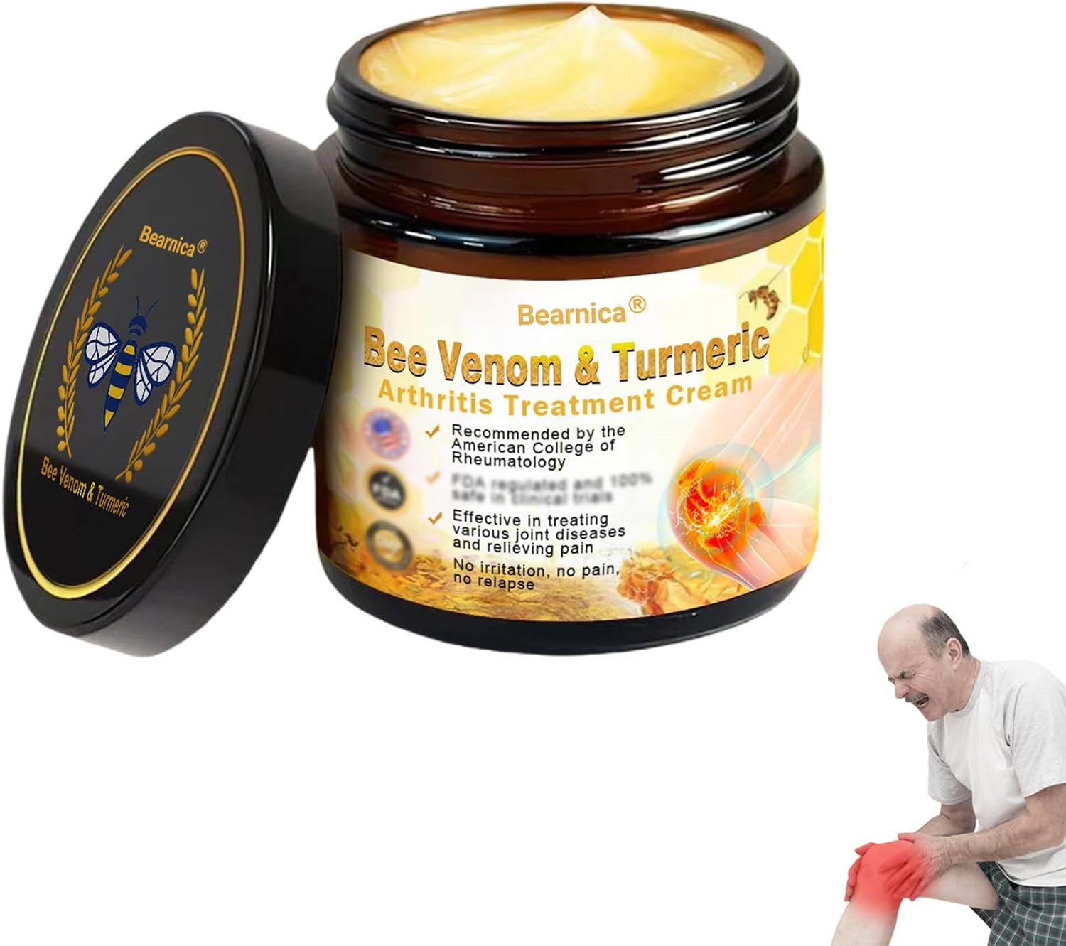 Tnnedey Bee Venom&Turmeric Arthritis Therapy Cream, Bee