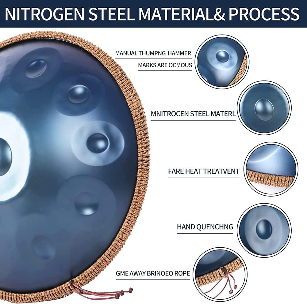22インチ Dマイナーハンドパンドラム、ヨガ/瞑想/禅教育用10秒スチール