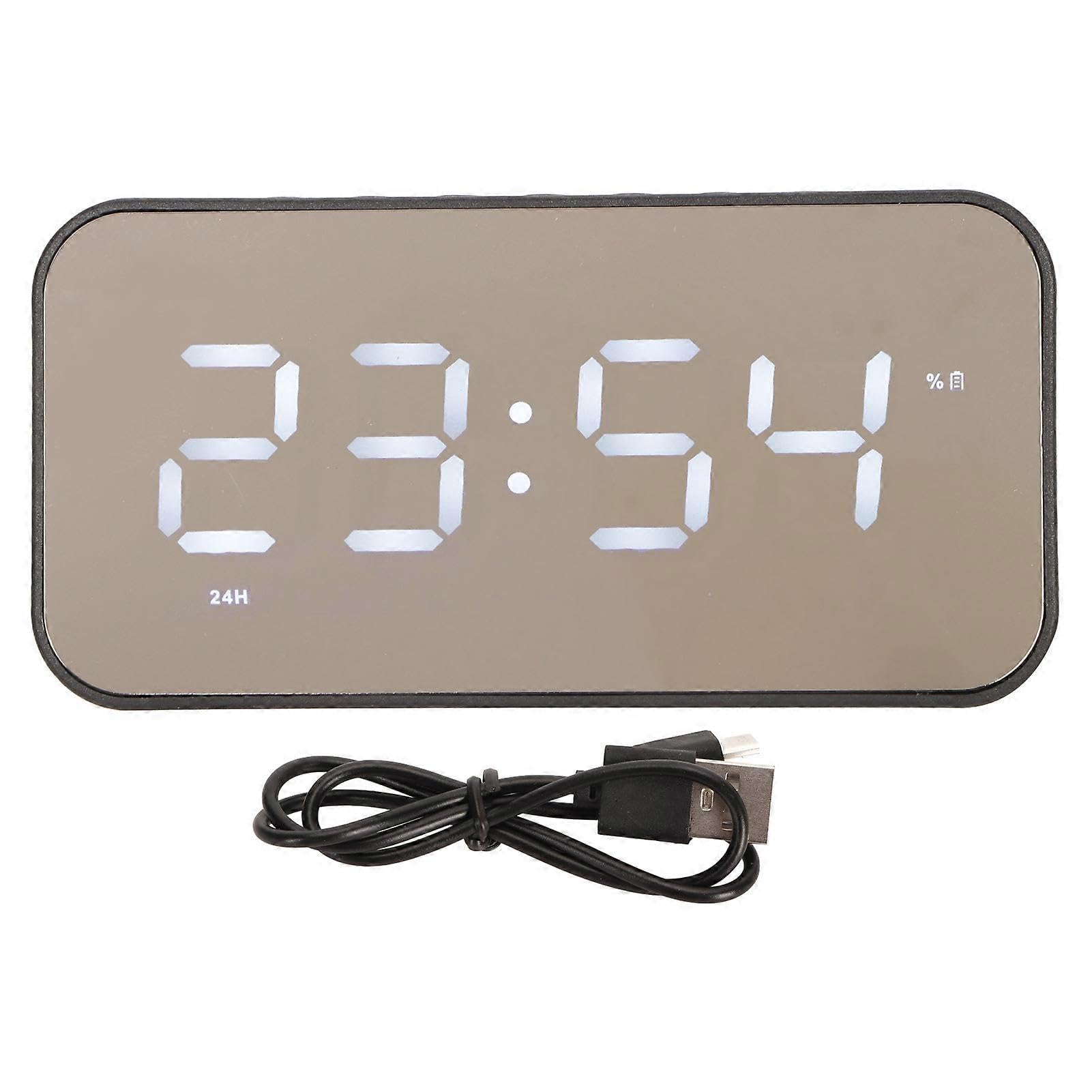 JOYHAPPST Wireless Bluetooth Speaker Stereo Sound Noise Cancelling Temperature Display Voice Broadcast FM Radio Mirror Alarm Clock Black