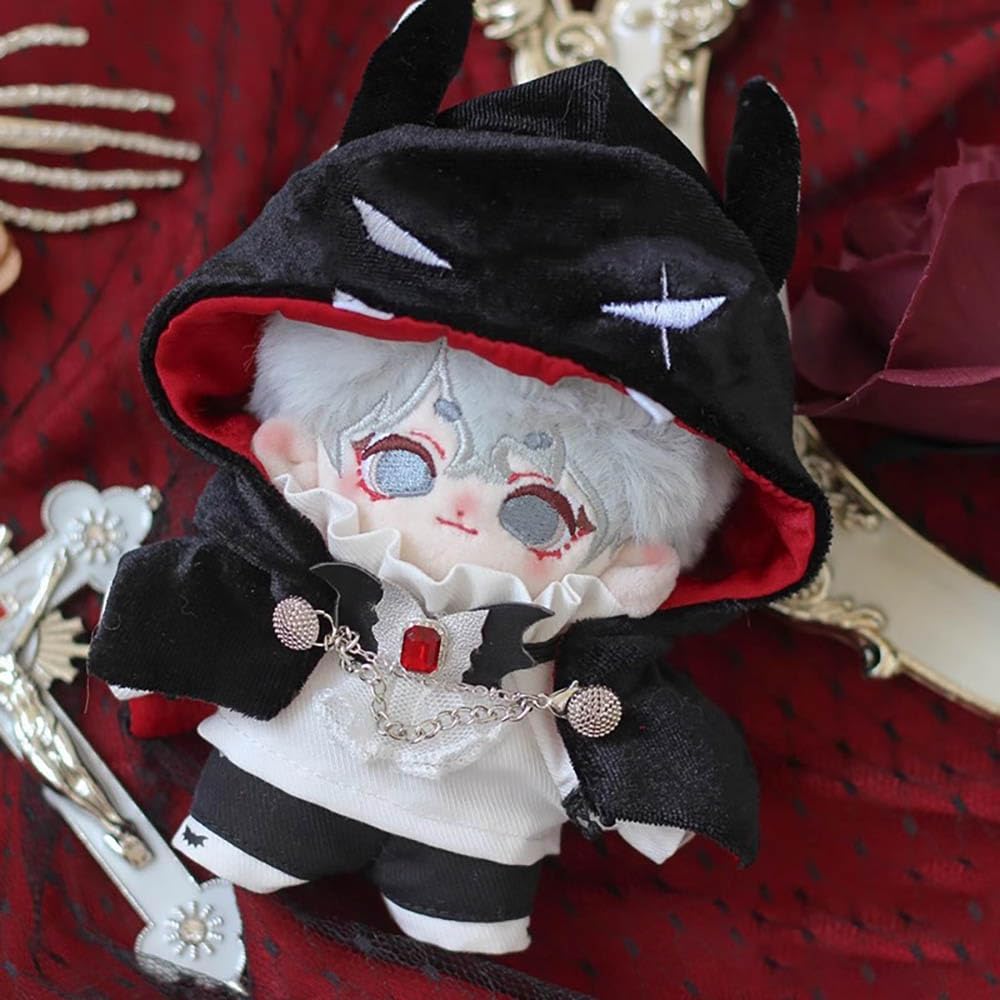 niannyyhouse 10cm 20cm Doll Clothes Shawl Bow Tie Shirt Pants Belts Demon Suits Plush Doll Dress Up Accessories (Black, 20cm)
