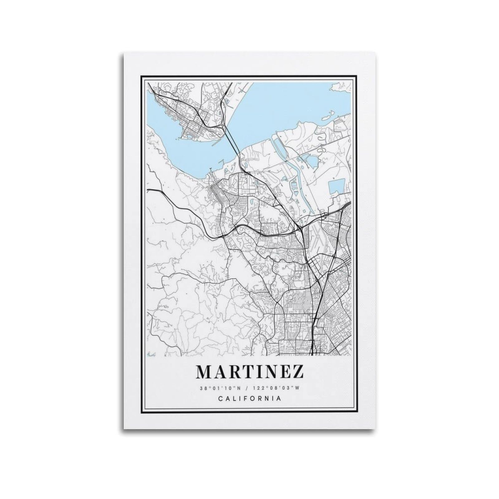 xiaoxiaoshen Martinez California Map Canvas Poster Wall Art Prints Room Aesthetic Murals Bedroom And Living Decorations 20x30inch(50x75cm)