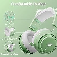 Vista 5 de Auriculares con orejas de gato, auriculares para juegos (inalámbricos, verde)