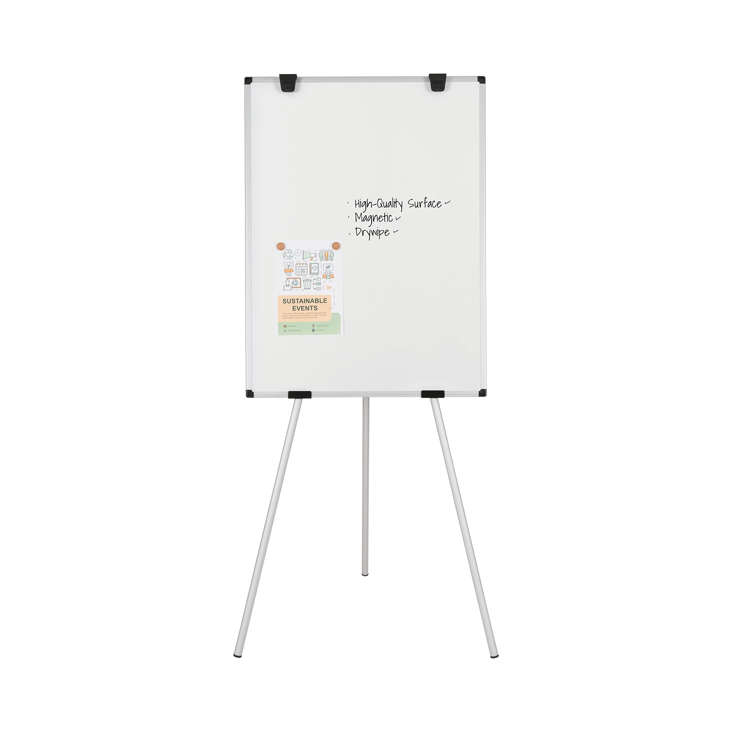Bi-Office Earth Kyoto Flipchart trípode caballete magnético, 70 x 100 cm (tamaño europeo), superficie de acero lacado borrado en seco, marco de aluminio