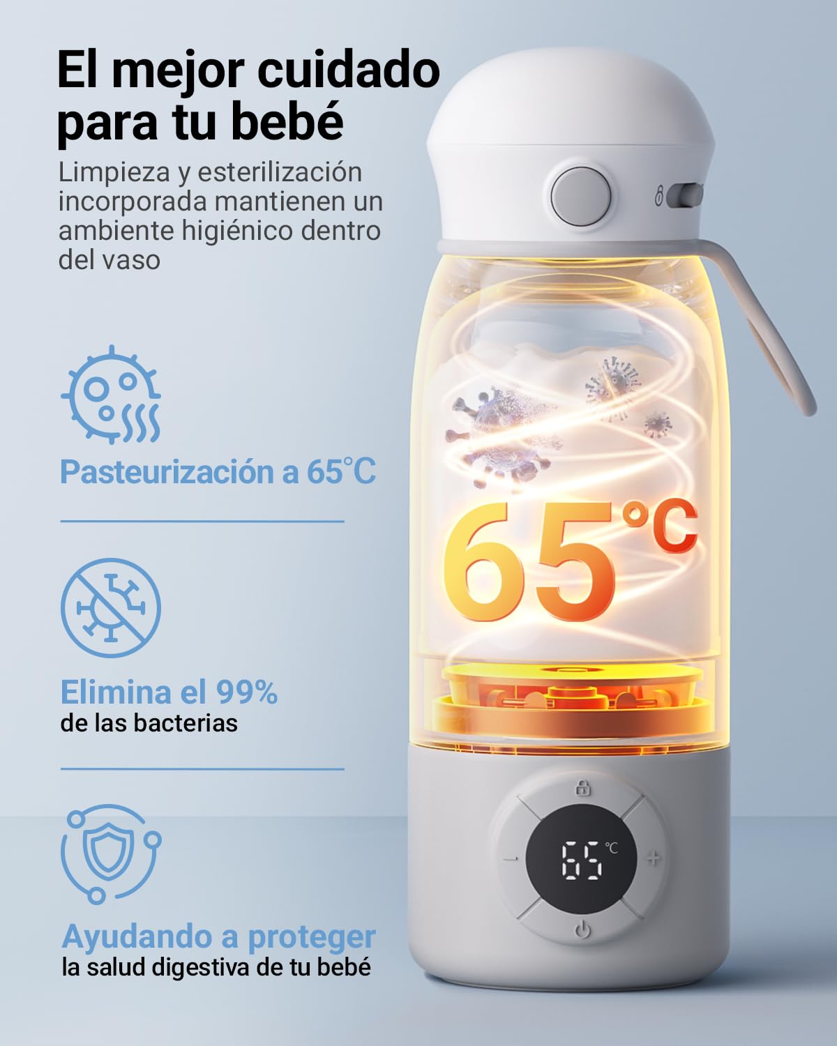 Bear Calentador portátil para biberones, calentador eléctrico rápido para leche infantil sin BPA, gran capacidad de 500 ml para leche materna y agua, para el coche, acampadas y viajes