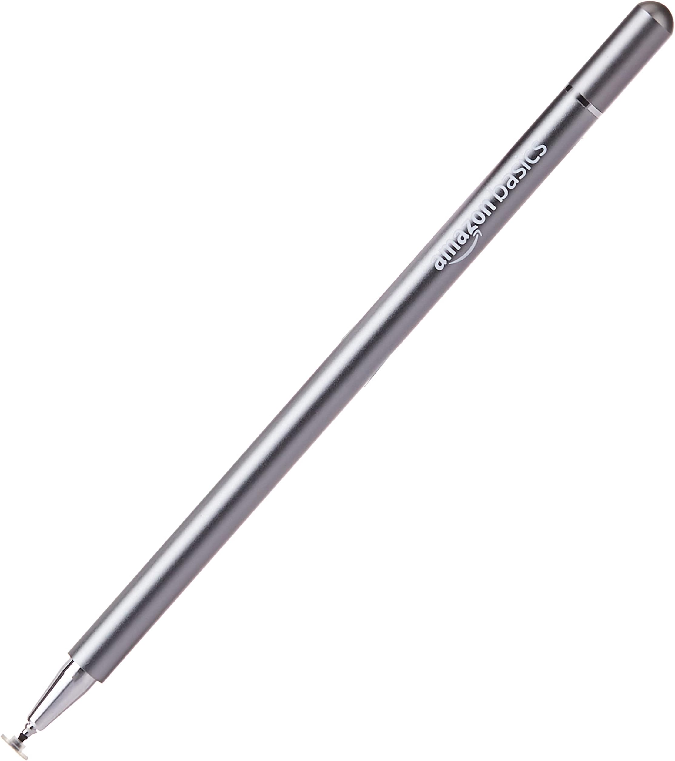 Amazon Basics Capacitive Stylus Pen for iOS and Android Touchscreen Devices, Fine Point Disc Tip, Lightweight Metal Body with Magnetic Cover, (Grey)