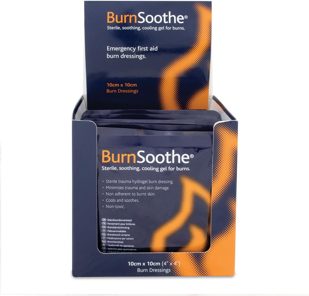 Reliance Medical Burnsoothe Cooling Gel Immediate Dressing For Burns In First Aid Sterile Burns Soothing, Non-Adherent, Non-Toxic, Minimize Trauma And Skin Damage, 10 Cm x 10 Cm, (Pack Of 10)