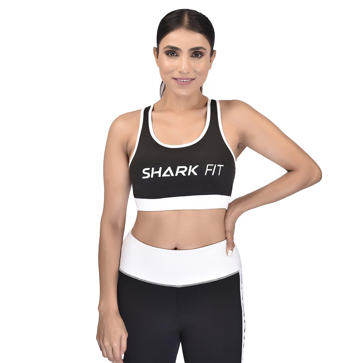 The Ultimate Comfort Sports Bra All Day On-Trend Brand Logo Black-White Yoga Dance Workout and Active Sports Fitness Highly-Padded Light-Weight Wireless Bra The Ultimate Comfort Sports Bra All Day On-Trend Brand Logo Black-White Yoga Dance Workout and Active Sports Fitness Highly-Padded Light-Weight Wireless Bra