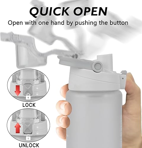 Miniatura 4 de Botella de agua deportiva de 27 onzas con filtro extraíble, botella de agua motivacional con marcador de capacidad, botella de agua potable a prueba