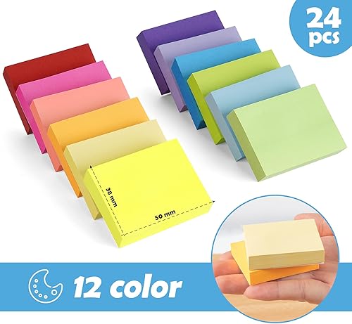 Miniatura 3 de 2400 notas adhesivas pequeñas, 2 blocs de notas de colores de 1.5, paquete de 24 notas autoadhesivas de colores brillantes, notas adhesivas