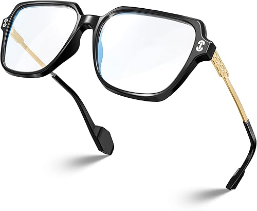 Miniatura 9 de VISOONE Gafas de bloqueo de luz azul de gran tamaño con marco cuadrado elegante TR90 y patillas de metal para mujeres y hombres REMY