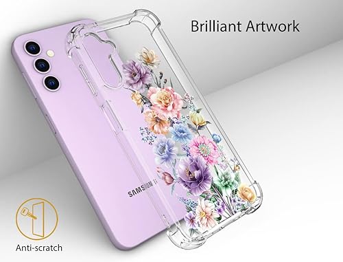 Miniatura 3 de Topgraph Funda para Samsung Galaxy S23 con diseño floral bonita y transparente para mujeres y niñas funda de silicona transparente con diseño floral