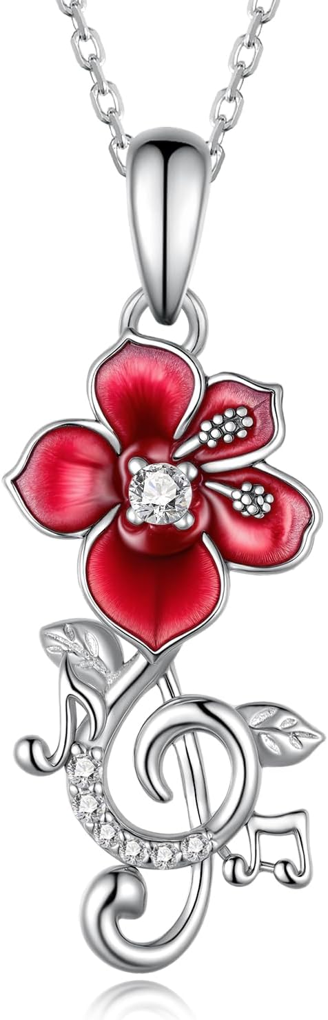 Flower Necklaces for Women 925 Sterling Silver Daisy/Lily of the Valley/Hibiscus Flower Pendant Jewelry Gifts for Women