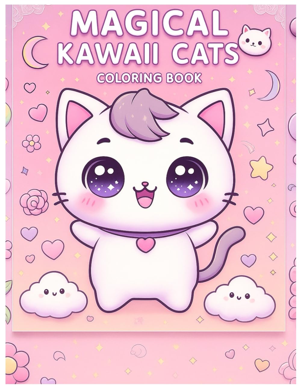 Magical Kawaii Cats: Cute and Easy Coloring Pages for Kids Ages 4–12 | Fun Adorable Kittens for Relaxation, Creativity and Learning