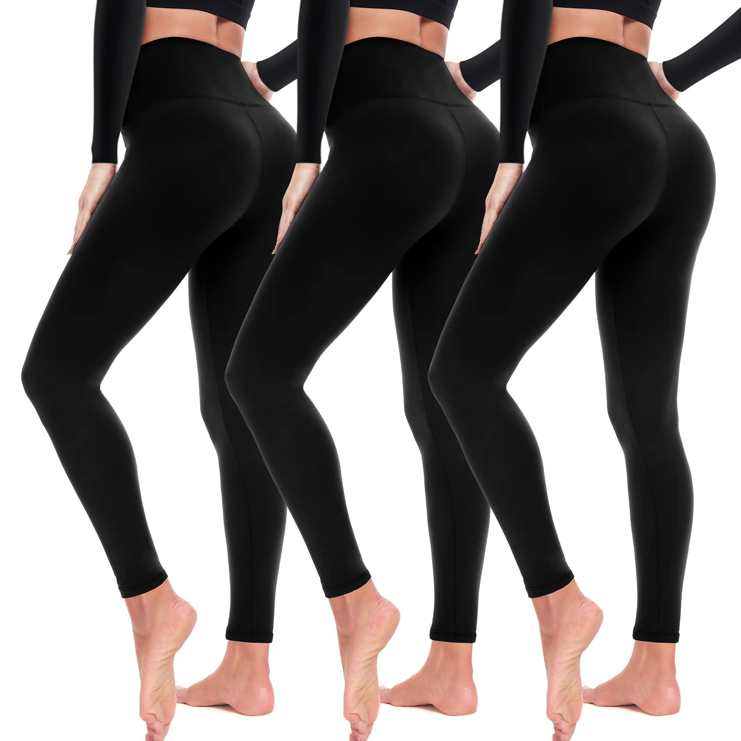 Aoliks Lot de 1/3 leggings taille haute pour femme, contrôle du ventre, pantalon de yoga doux pour entraînement, course à pied