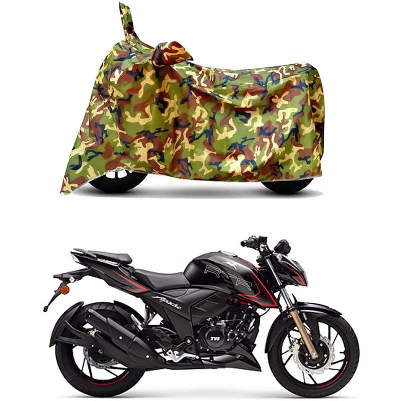 Image of Waterproof 100% PVC Coated Bike Scooty Two Wheeler Body Cover Compatible for TVS Apache RTR 200 4V ABS /UV-Rays /Heat Protection /Birds Dropping /Scratchproof /Dust Proof /All [6X6 Jungle Print]