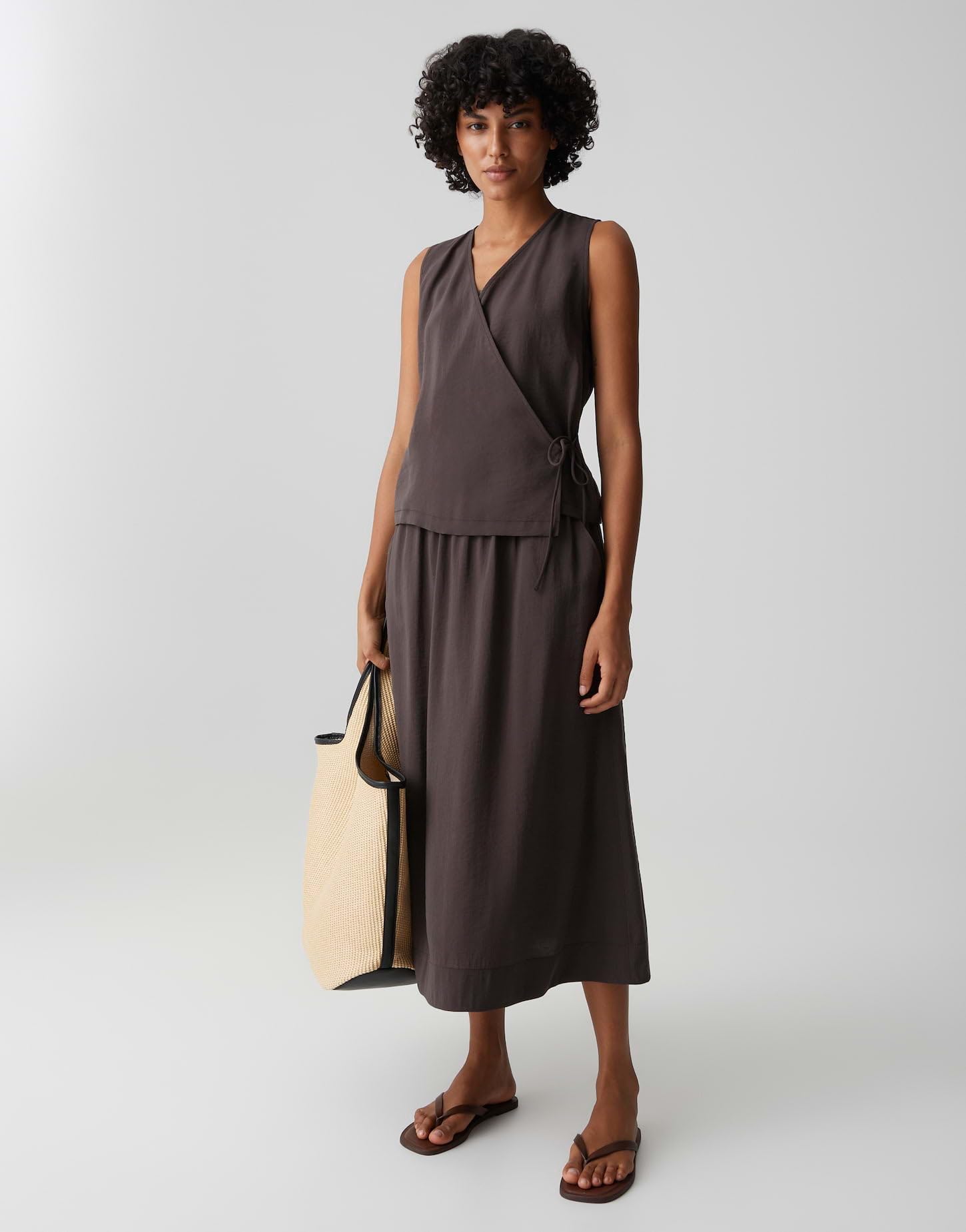 OPUS Damen Blusentop | Wickeltop mit Bindetail Regular Fit
