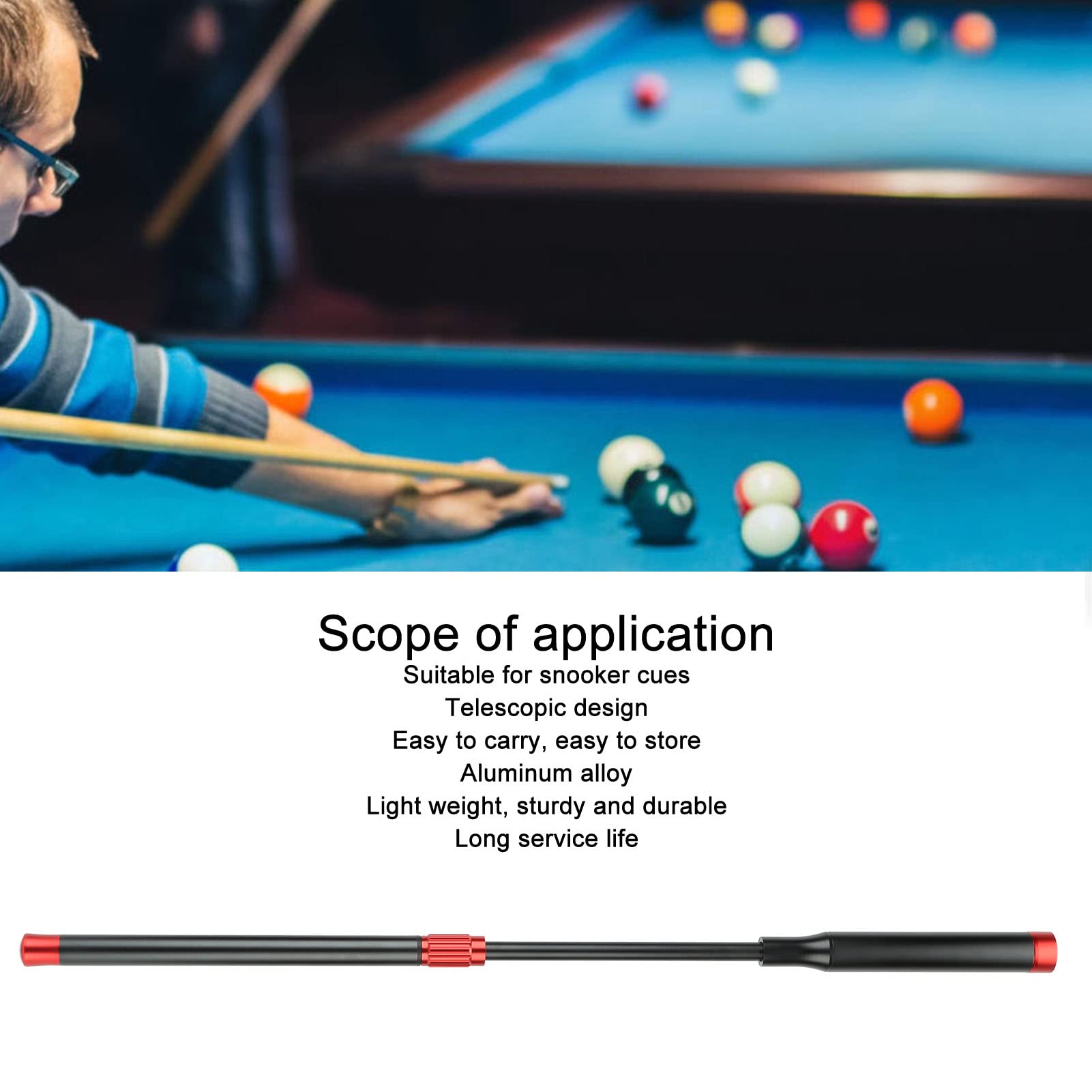 Rallonge de queue de billard en alliage d'aluminium de 8 pouces