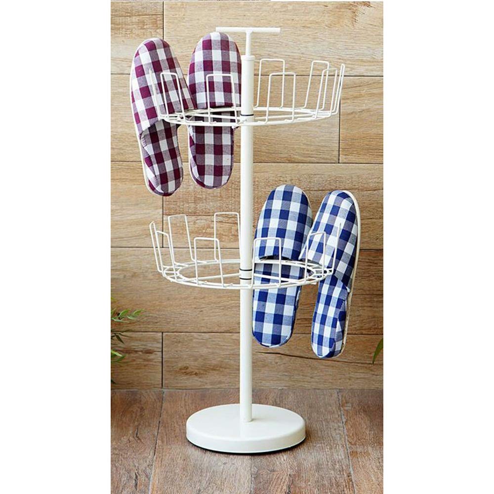 Shoe rack Xiaolin Double-Layer Rotating Hanging Shoe Storage Rack  Entrance Slippers Rack Balcony Hanging Drying (Color : White)