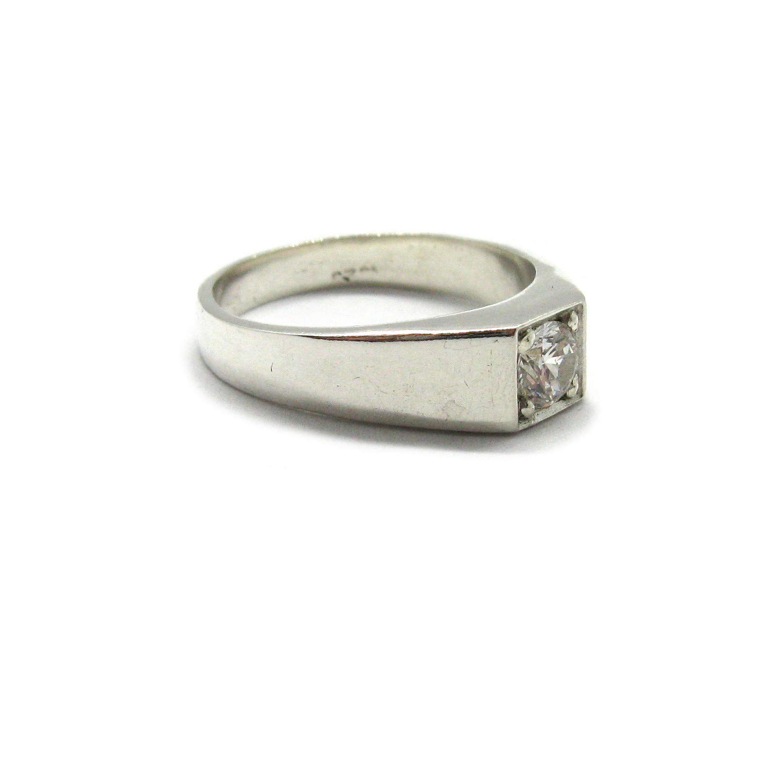 Anello da uomo in argento sterling massiccio 925 con cubic zirconia 5mm R001903