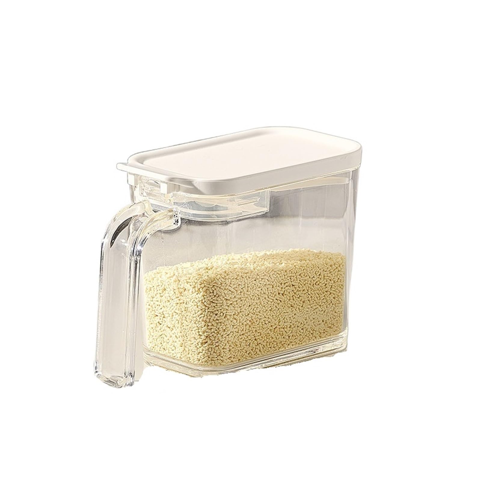 HYFEUOKF 1 Sealed Pop-Top Seasoning Box With Spoon, Household Moisture-Proof Bottle, Msg Salt Storage(WHITE)