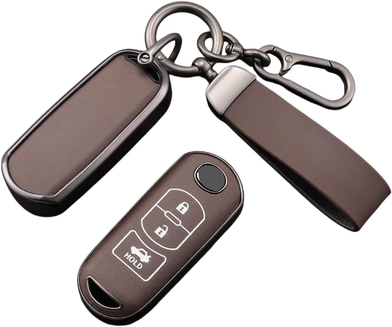 TPU Car Key Case Cover Compatible For Mazda 2 3 6 Axela Atenza CX-5 CX5 CX-3 CX-7 CX8 CX-9 2016 2017 2018 2019 2 Buttons Auto Bag keyring(APRICOT)