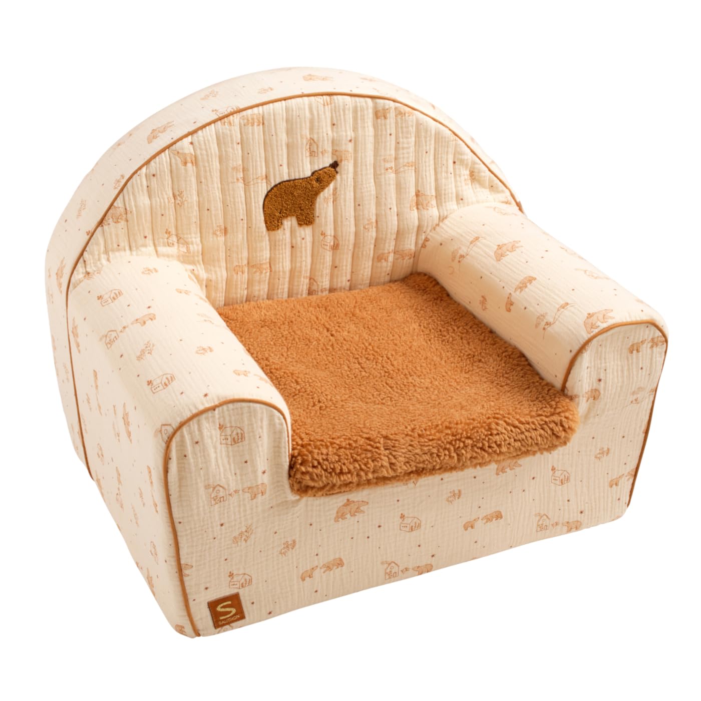 Sauthon Fauteuil Club Enfant en Gaze de Coton et Sherpa