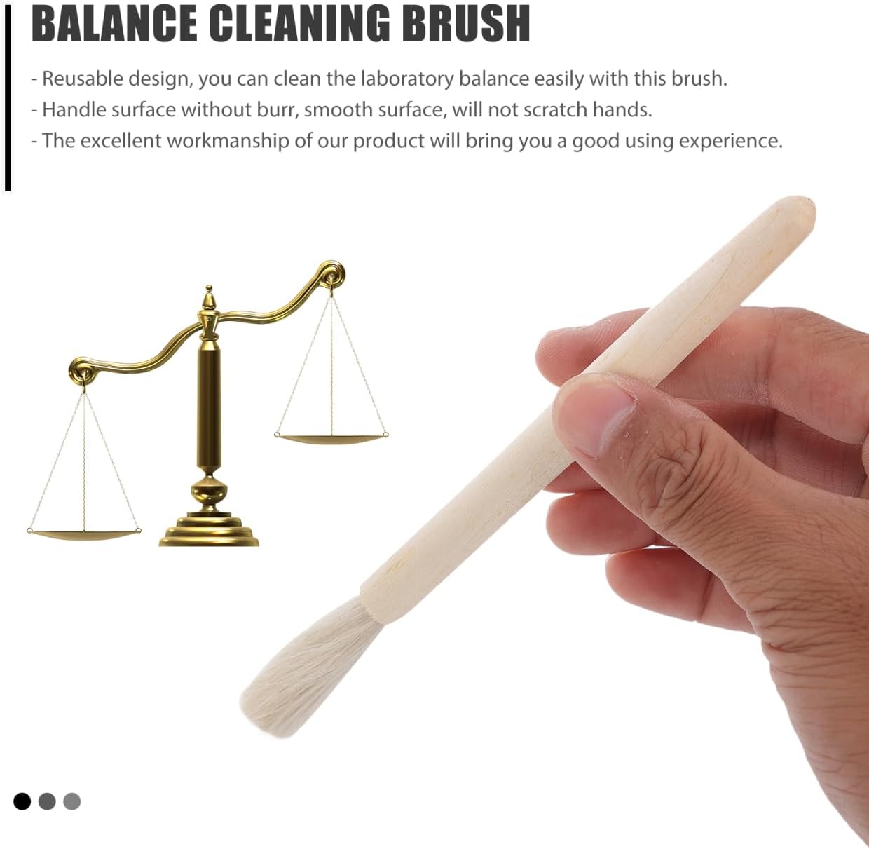 GLEAVI 5Pcs Laboratory Balance Cleaning Brush Set with Fine Bristles and Long Wooden Handles for Precise Scale and Analytical Balance Maintenance
