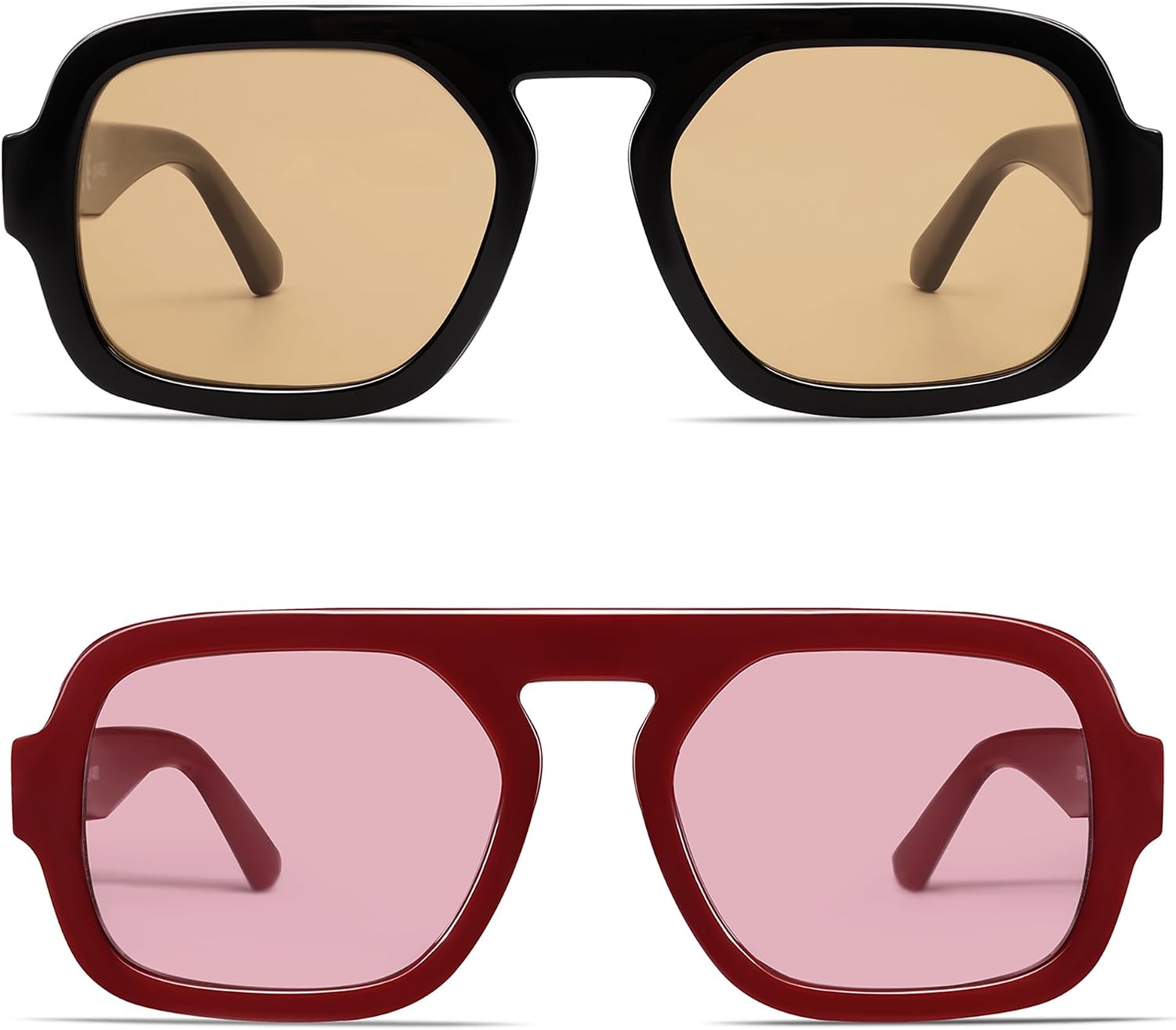 VANLINKER Retro Square Aviator Sunglasses for Women Men 70s Vintage Style Trendy Flat Top Rectangle Sun Glasses VL9826